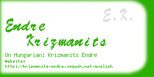 endre krizmanits business card